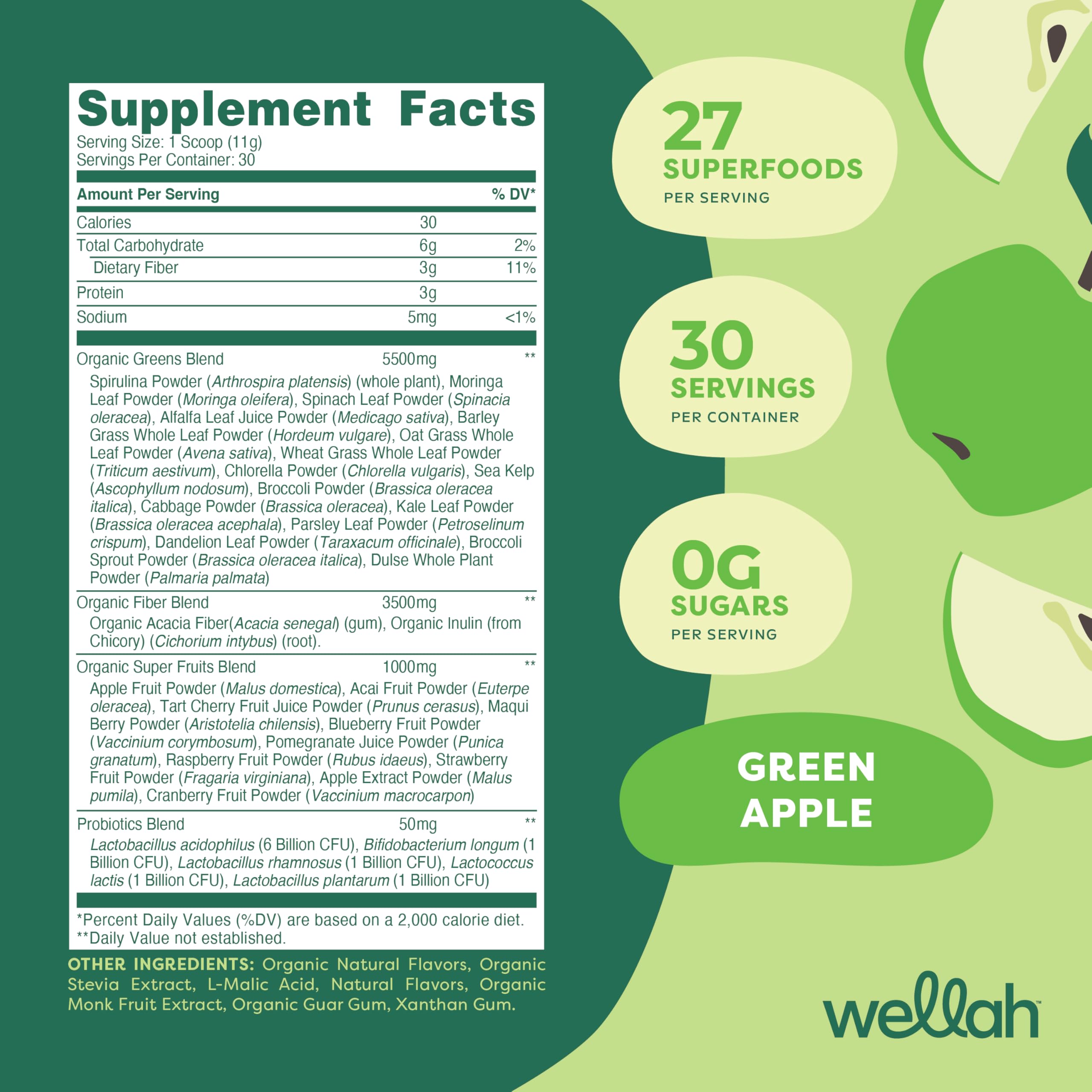 Wellah Leaf Laugh Love scoop, ready to measure a quick greens boost.