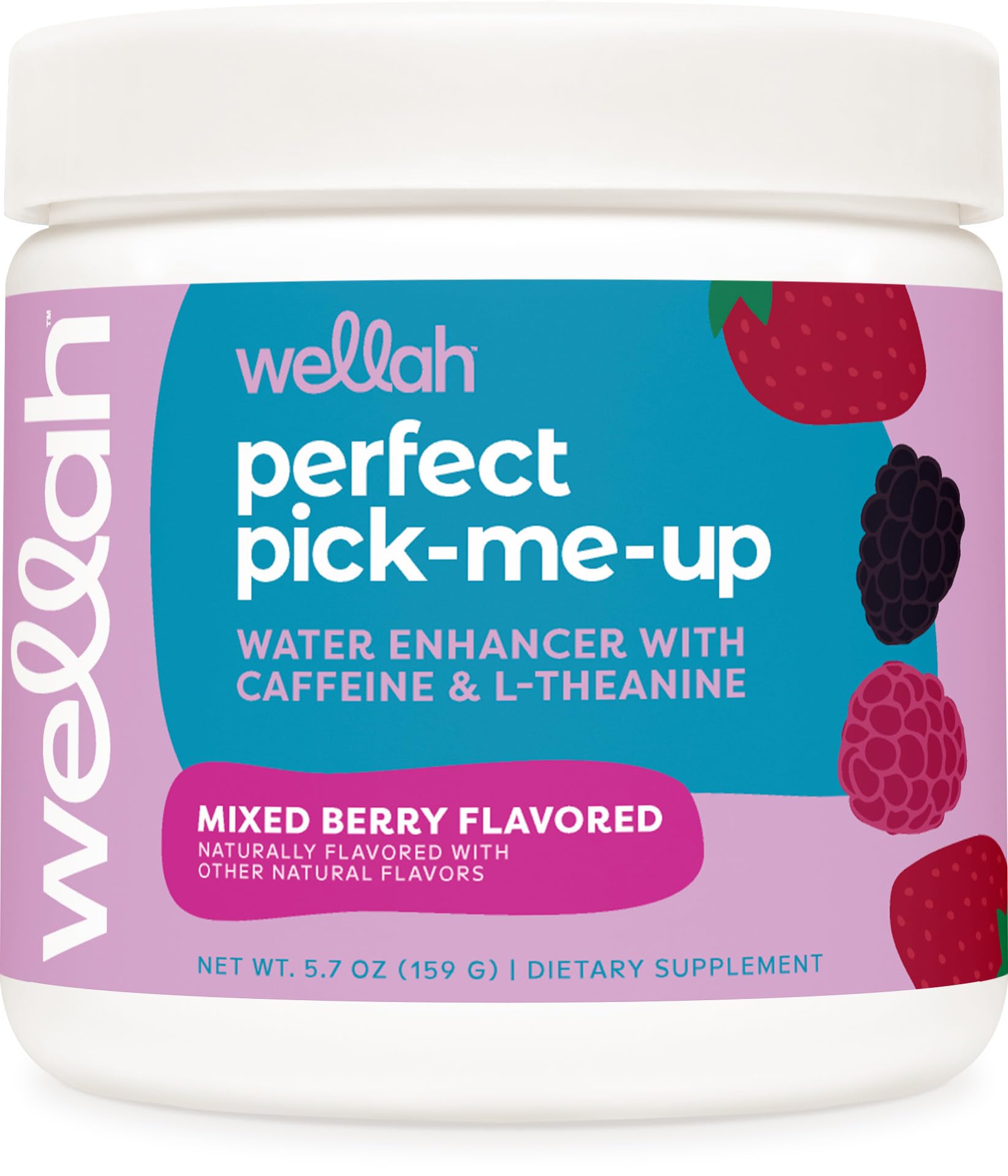 Wellah Perfect Pick-Me-Up mixed-berry packaging highlights convenient energy lift.