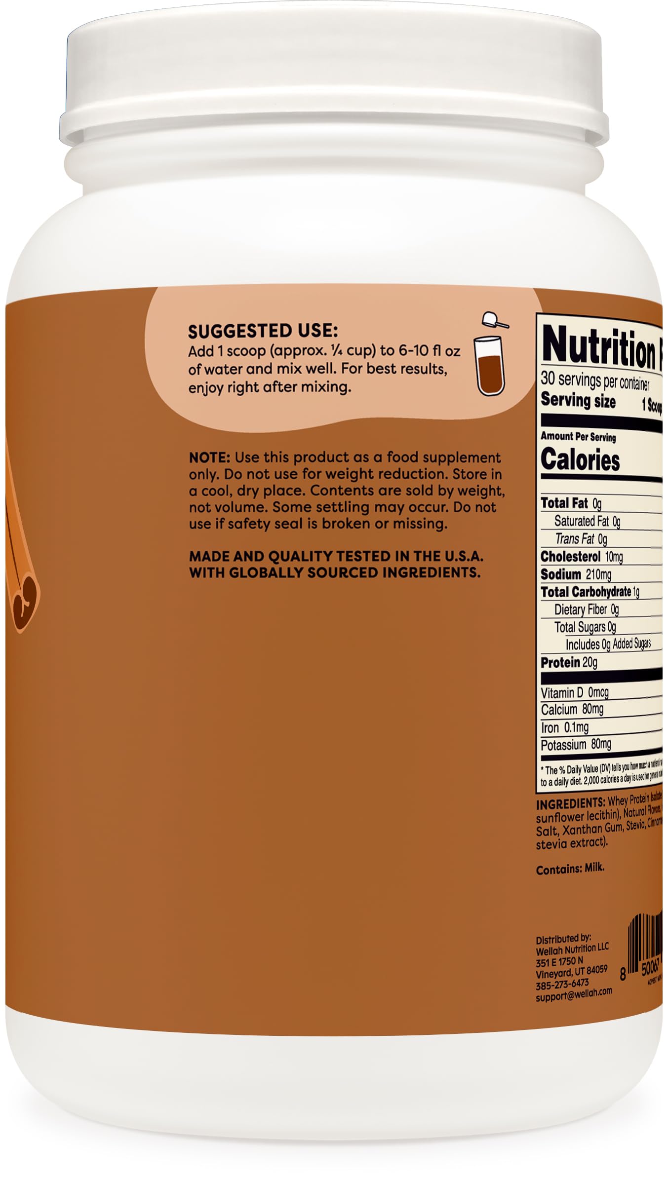 Wellah Protein Your Whey chai scoop for precise serving size