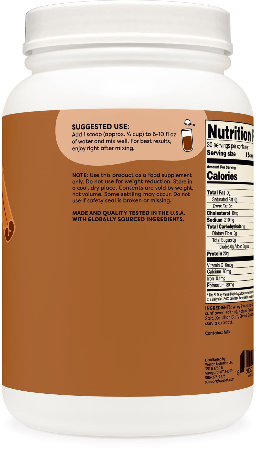 Wellah Protein Your Whey chai scoop for precise serving size