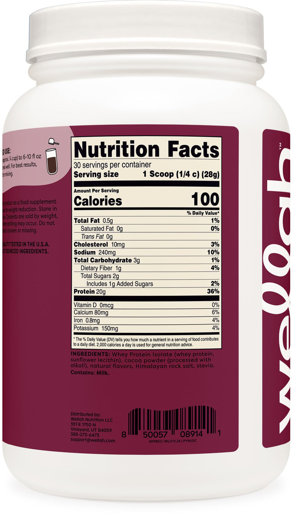 Wellah Protein Your Whey label closeup highlights NSF GMP quality marks