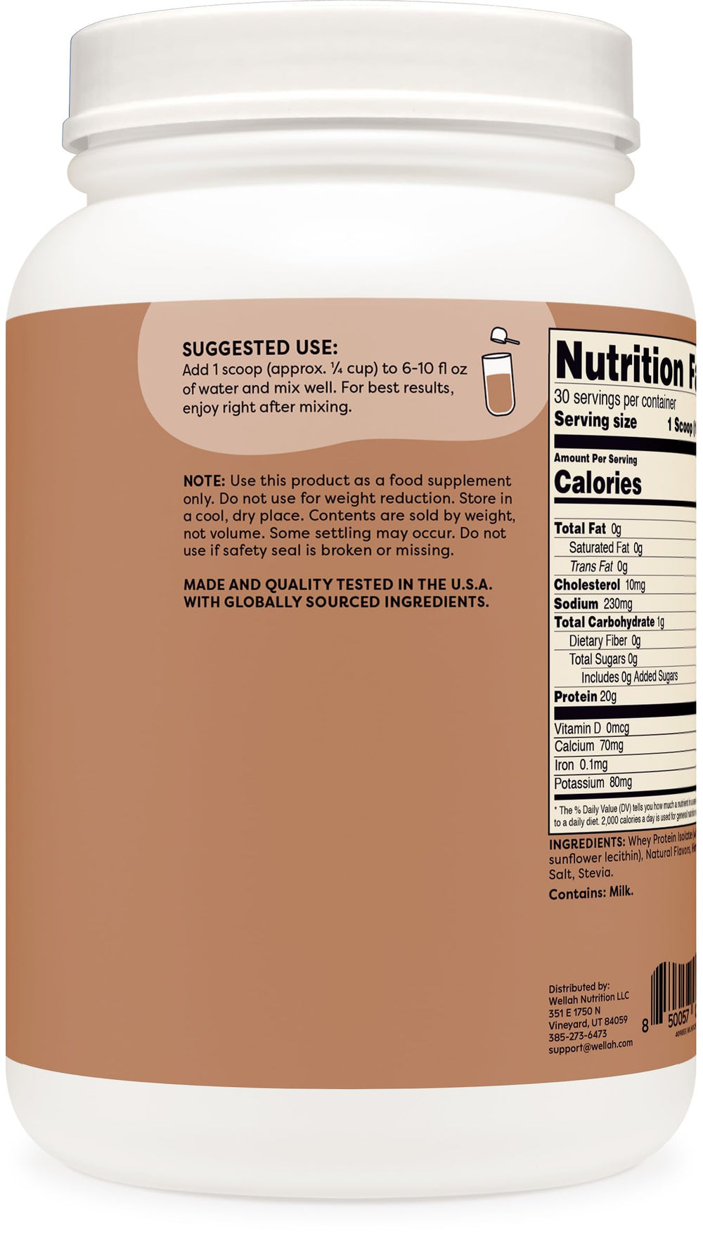 Wellah Protein Your Whey shake with glass emphasizes flavor and mixability