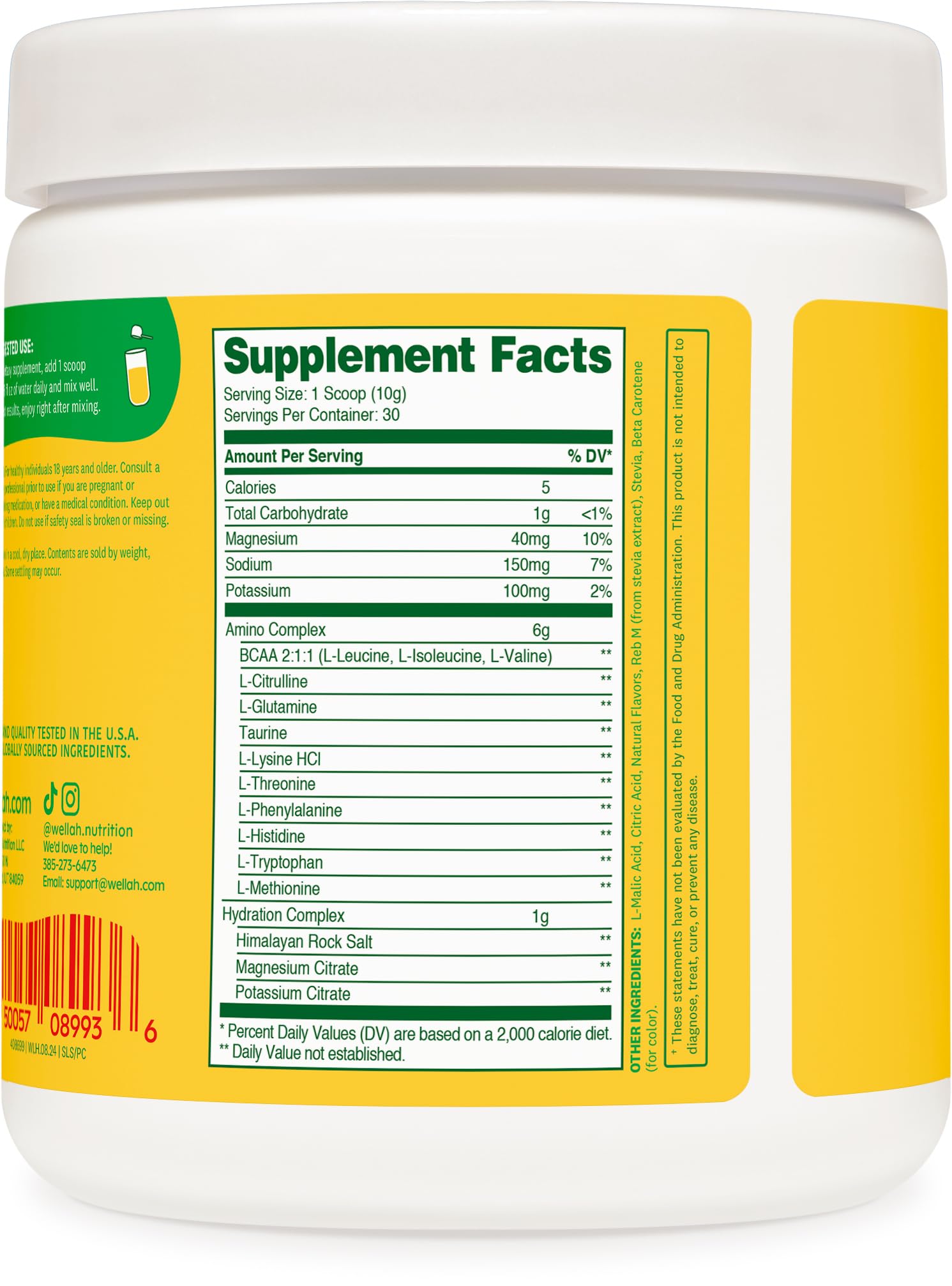 Wellah GMP-compliant facility manufactures So Long Soreness BCAA powder.