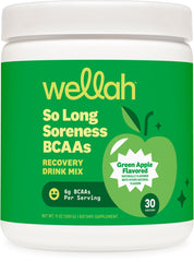Wellah So Long Soreness BCAA Green Apple bottle for post-workout refreshment