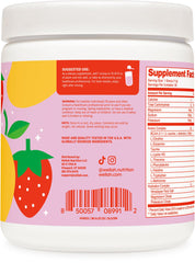 Glass of Wellah strawberry mango BCAA drink highlighting refreshing flavor