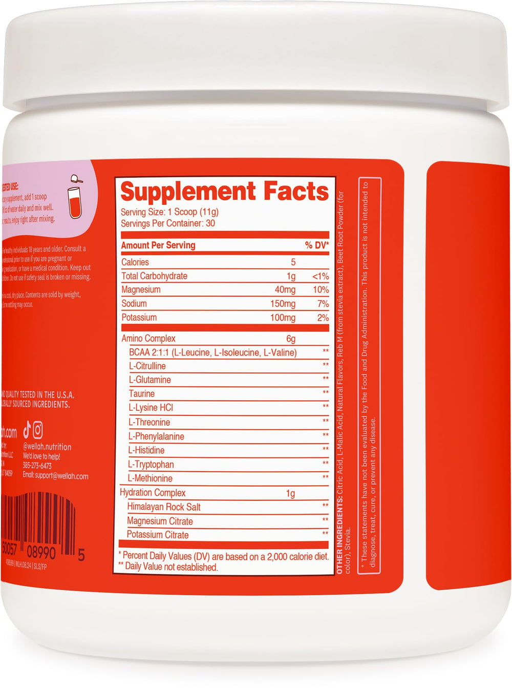 Wellah hydration complex label highlighting quality and GMP-compliant manufacturing.