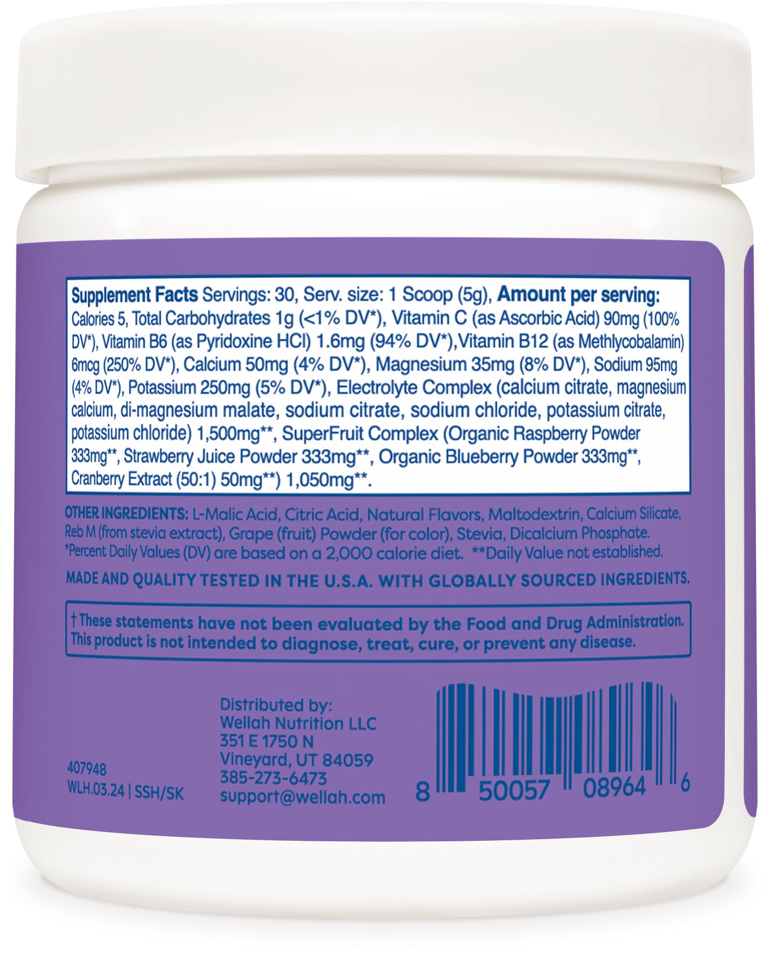Wellah Splish Splash grape glass shows a refreshing, grape-flavored hydration.