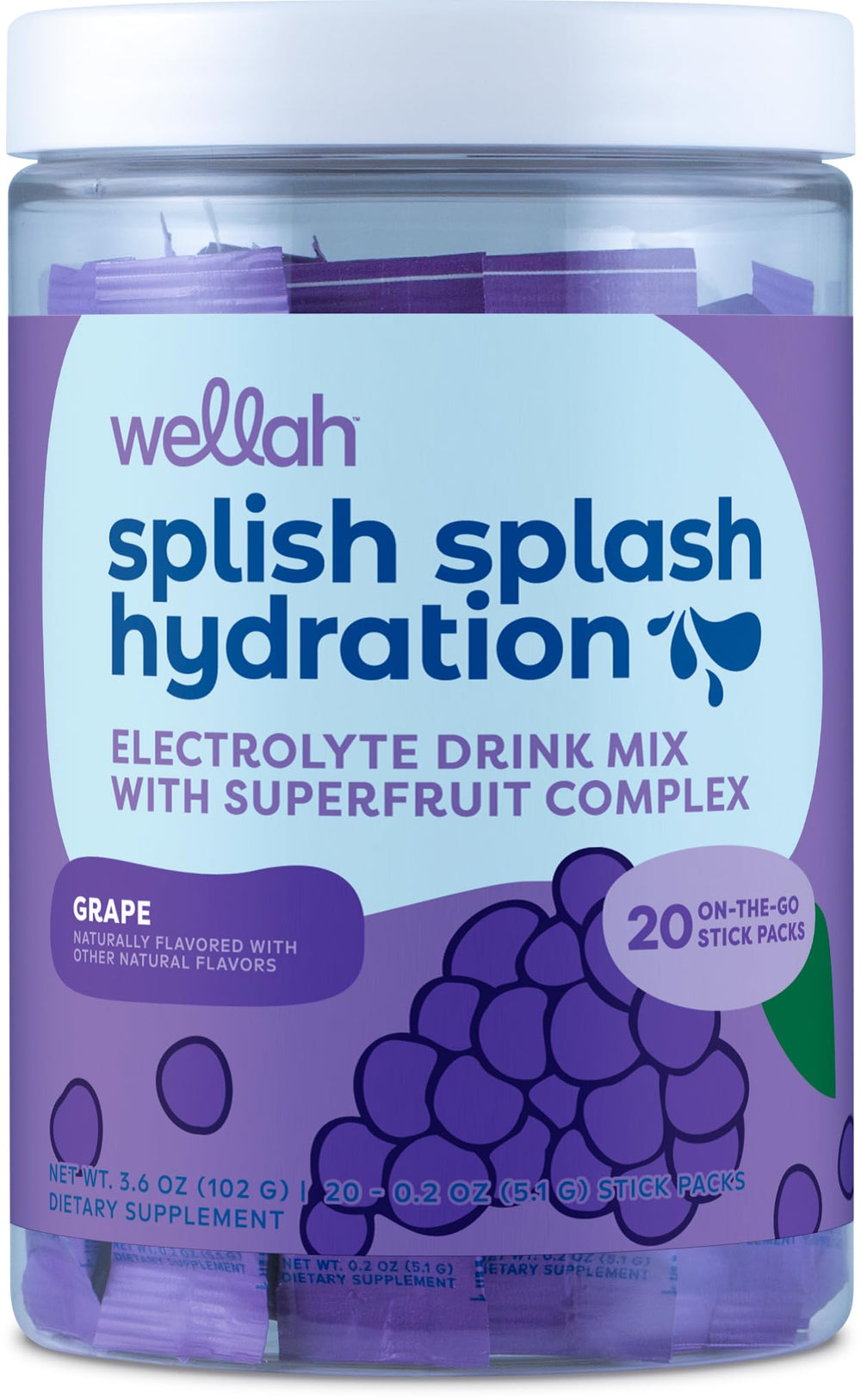 Wellah Splish Splash grape stick pack for on-the-go hydration