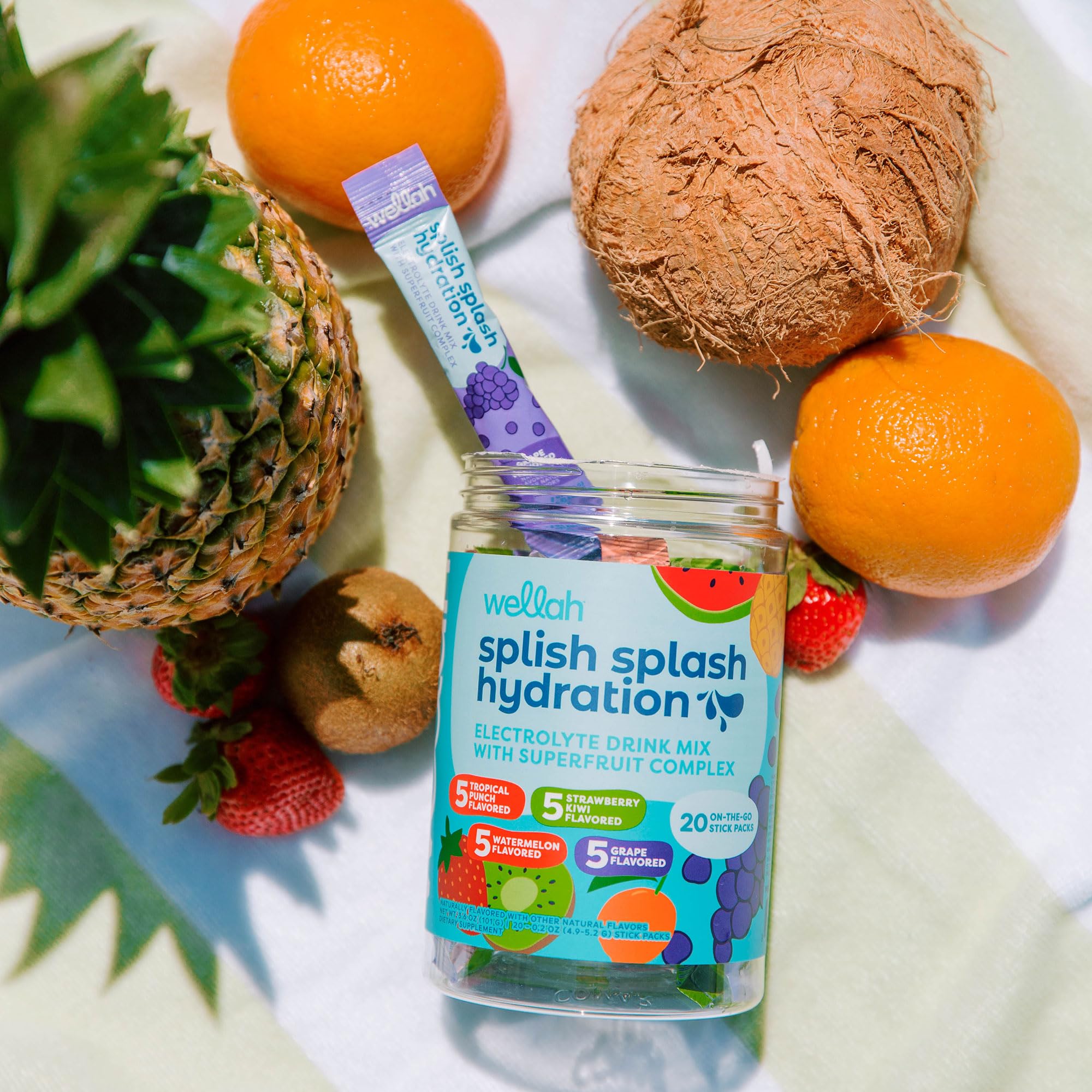 Wellah Splish Splash superfruit complex close-up for flavor variety.