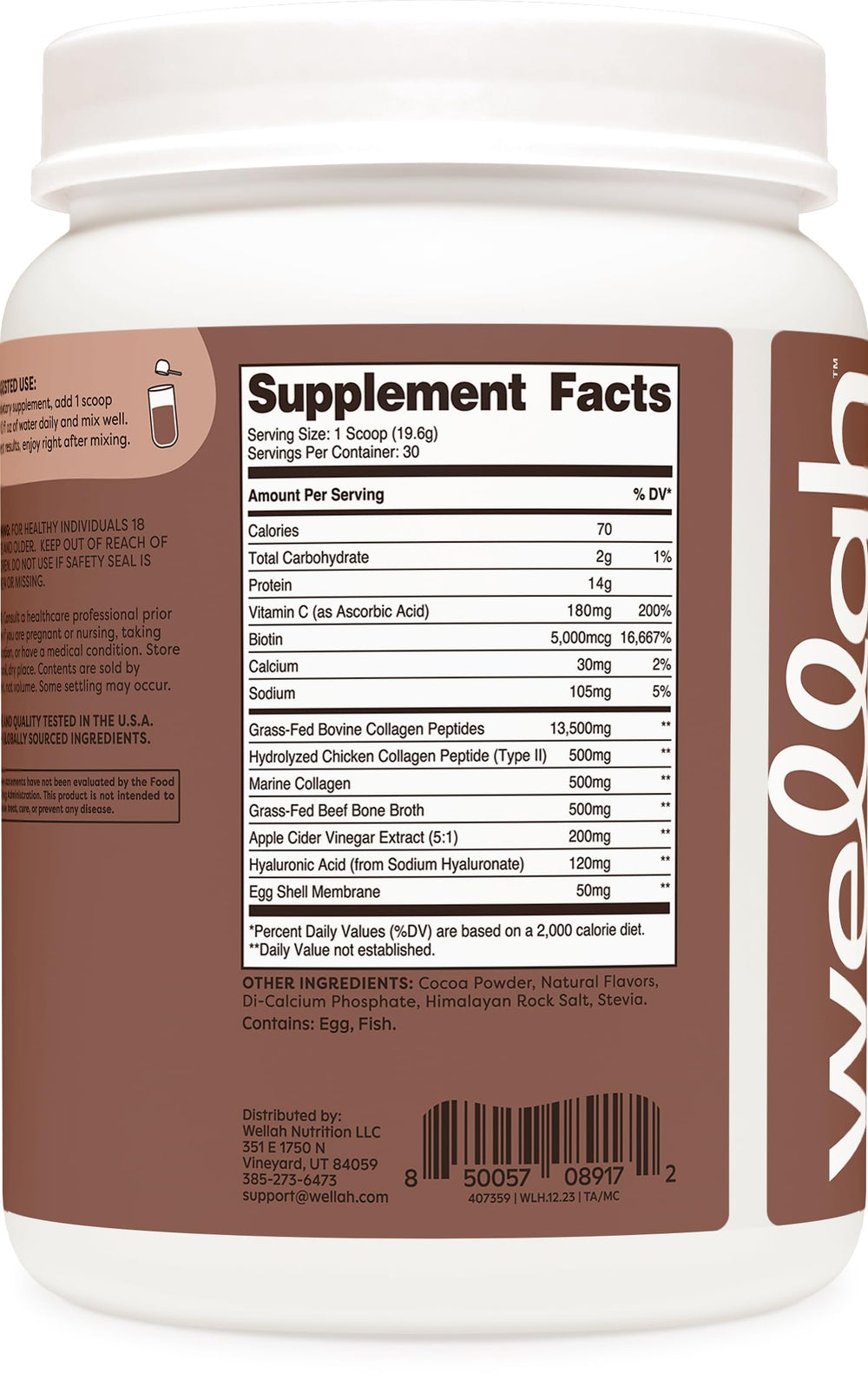 Wellah The Afterglow Chocolate label close-up noting non-GMO and gluten-free.