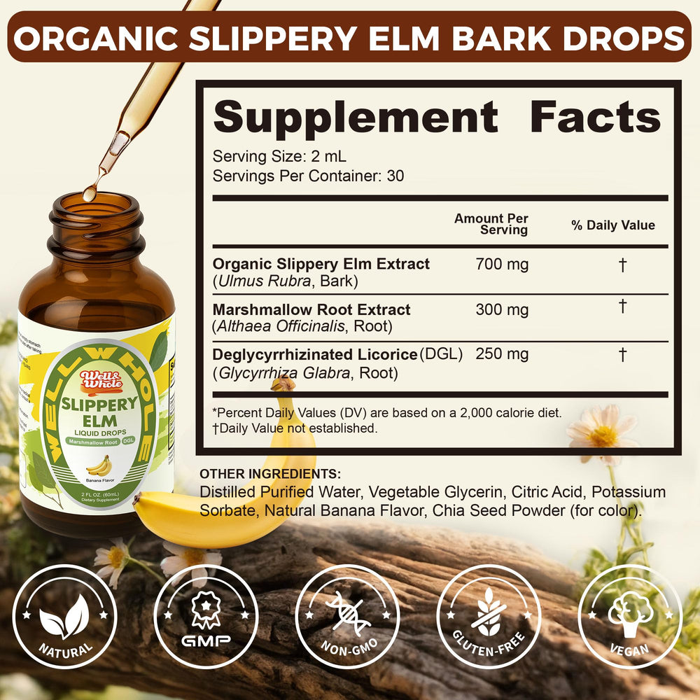 Well&Whole digestive health drops image emphasizes natural ingredients.