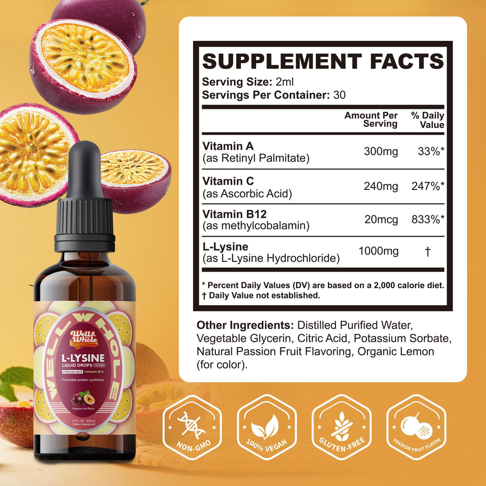 Well&Whole L-Lysine drops pour shows easy daily dosing