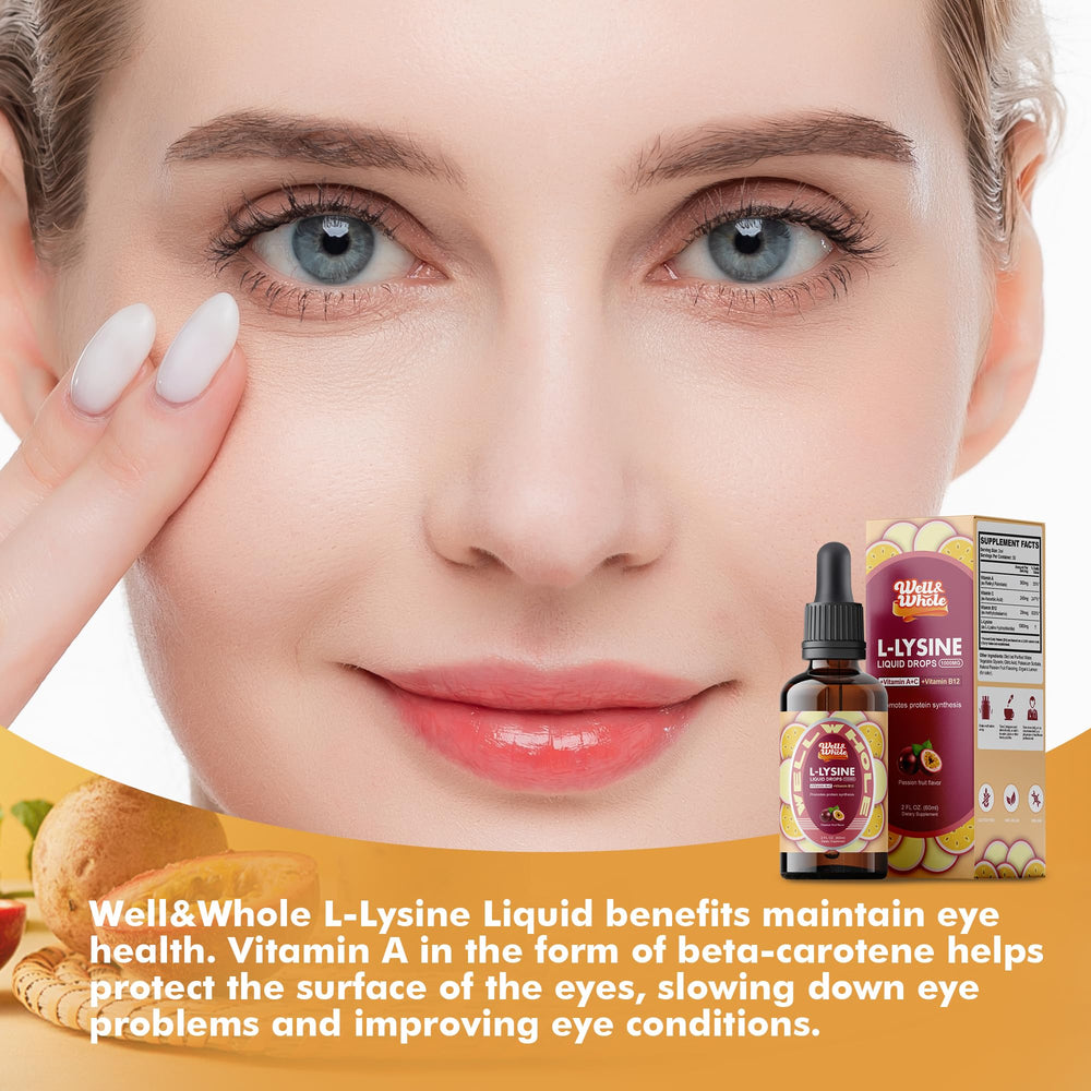 Well&Whole L-Lysine drops bottle shows vegan non-GMO seal
