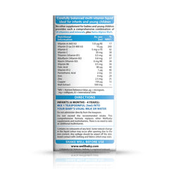 Wellbaby Multi-Vitamin Liquid dosing spoon illustrating easy 5 ml servings.