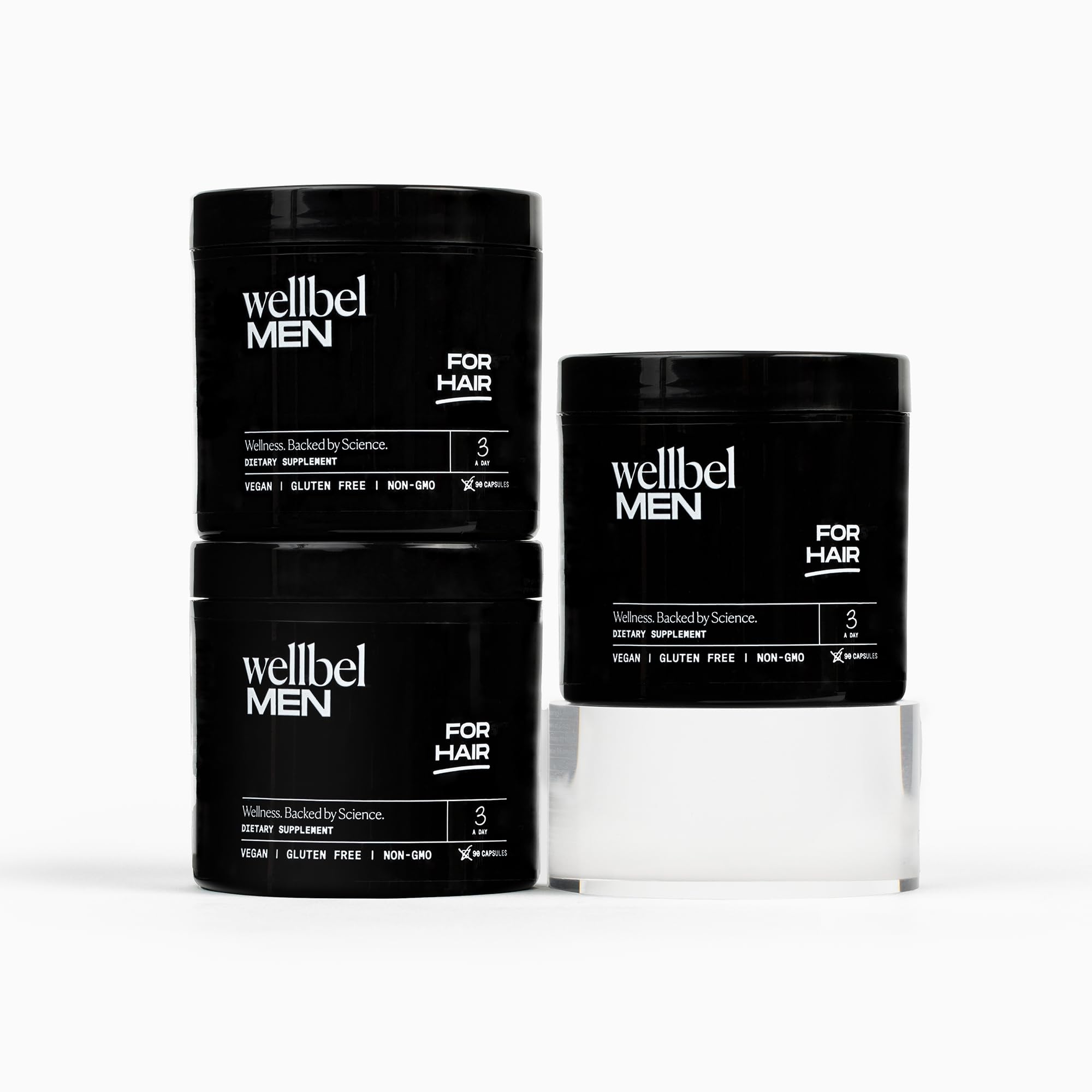 WELLBEL Men bottle front view highlighting hair health support
