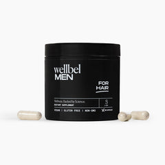 WELLBEL Men bottle front signaling vegan daily support for hair health