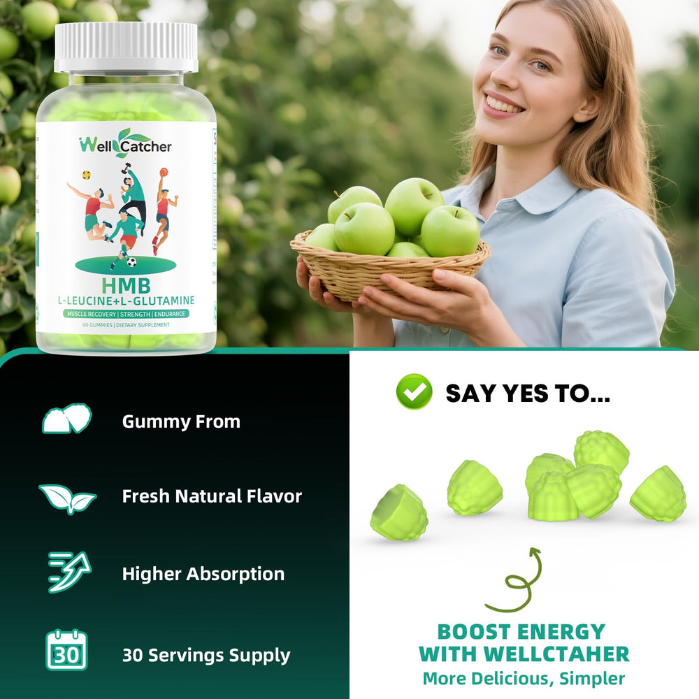 Wellcatcher HMB Leucine Gummies athlete-use on-the-go protein support.