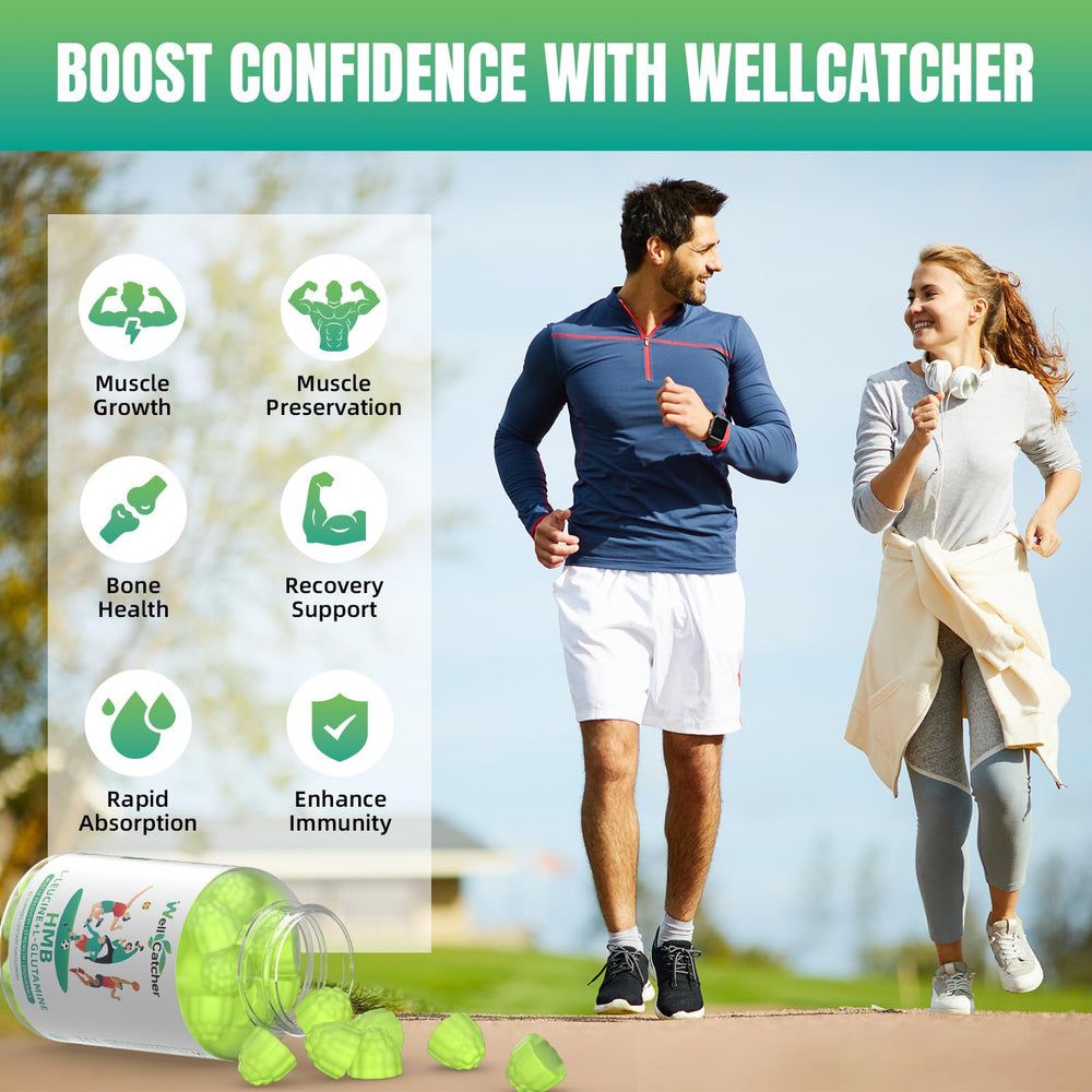 Wellcatcher HMB Leucine Gummies vegan-non-gmo label close-up.