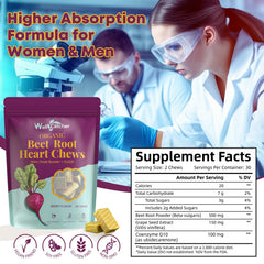 Wellcatcher Beet Root Chews close-up highlights chewy texture and berry flavor.