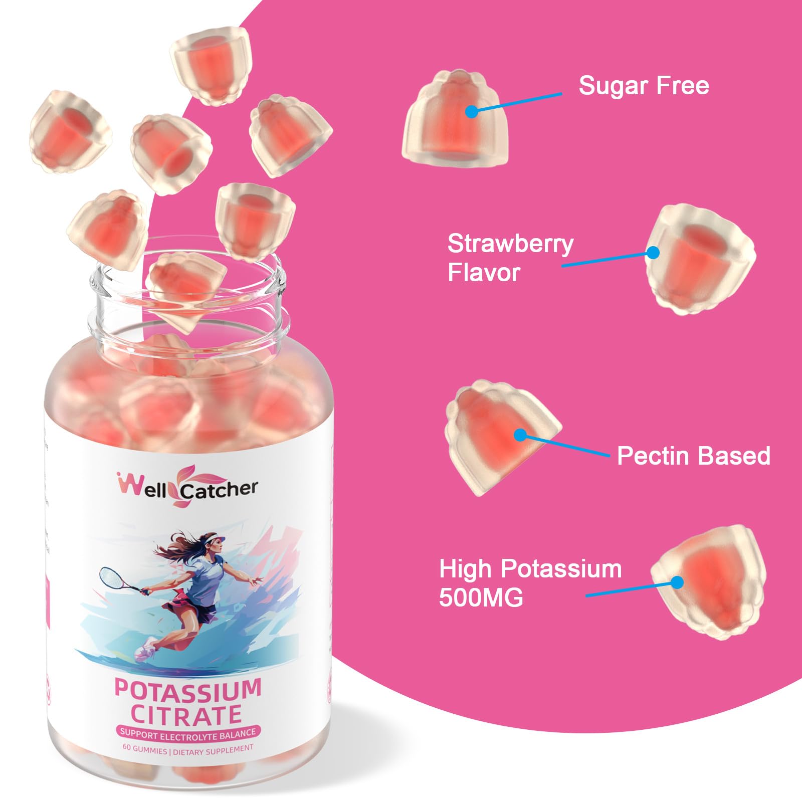 Wellcatcher potassium gummies shown in use for family daily routine