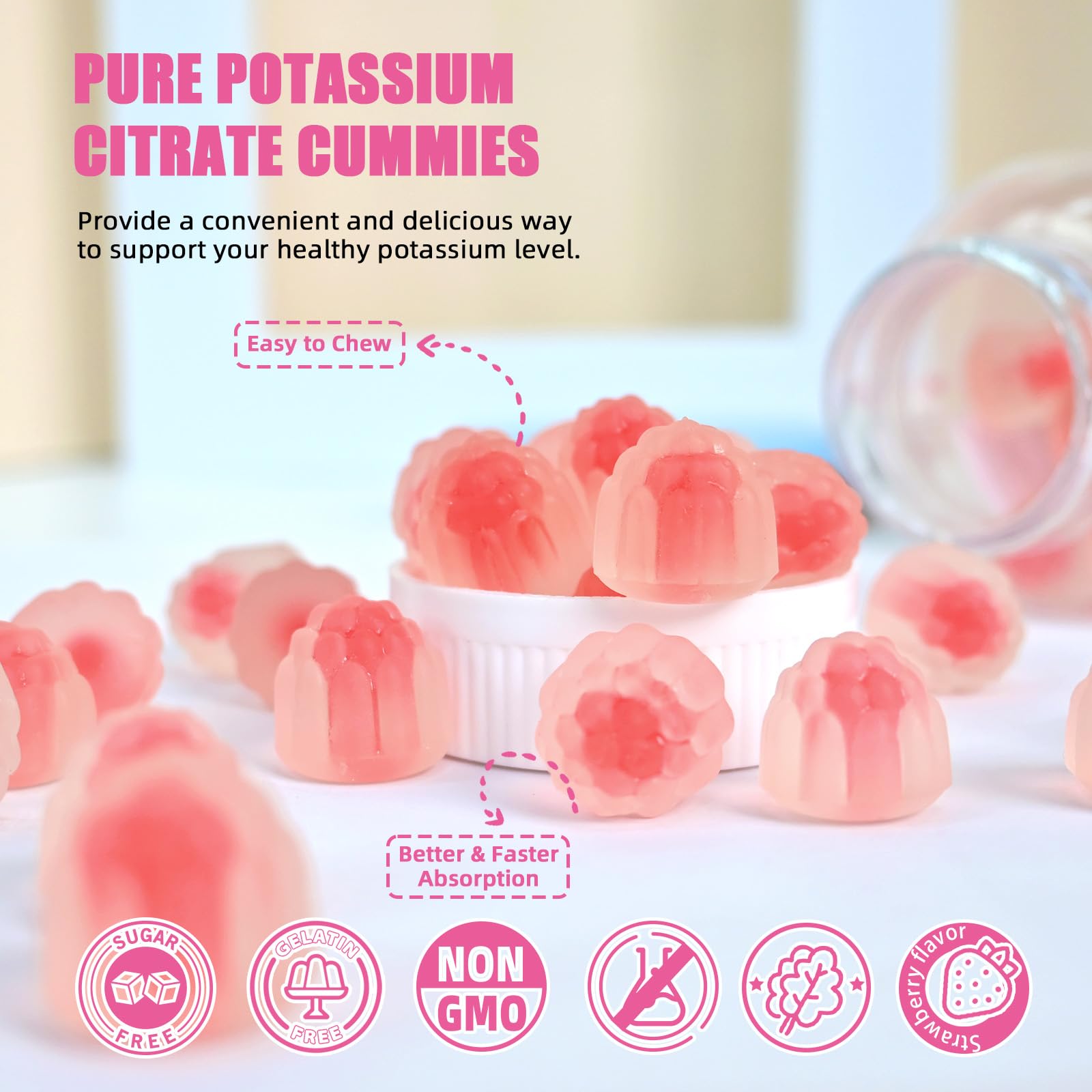Wellcatcher potassium gummies organic-label closeup confirms natural ingredients