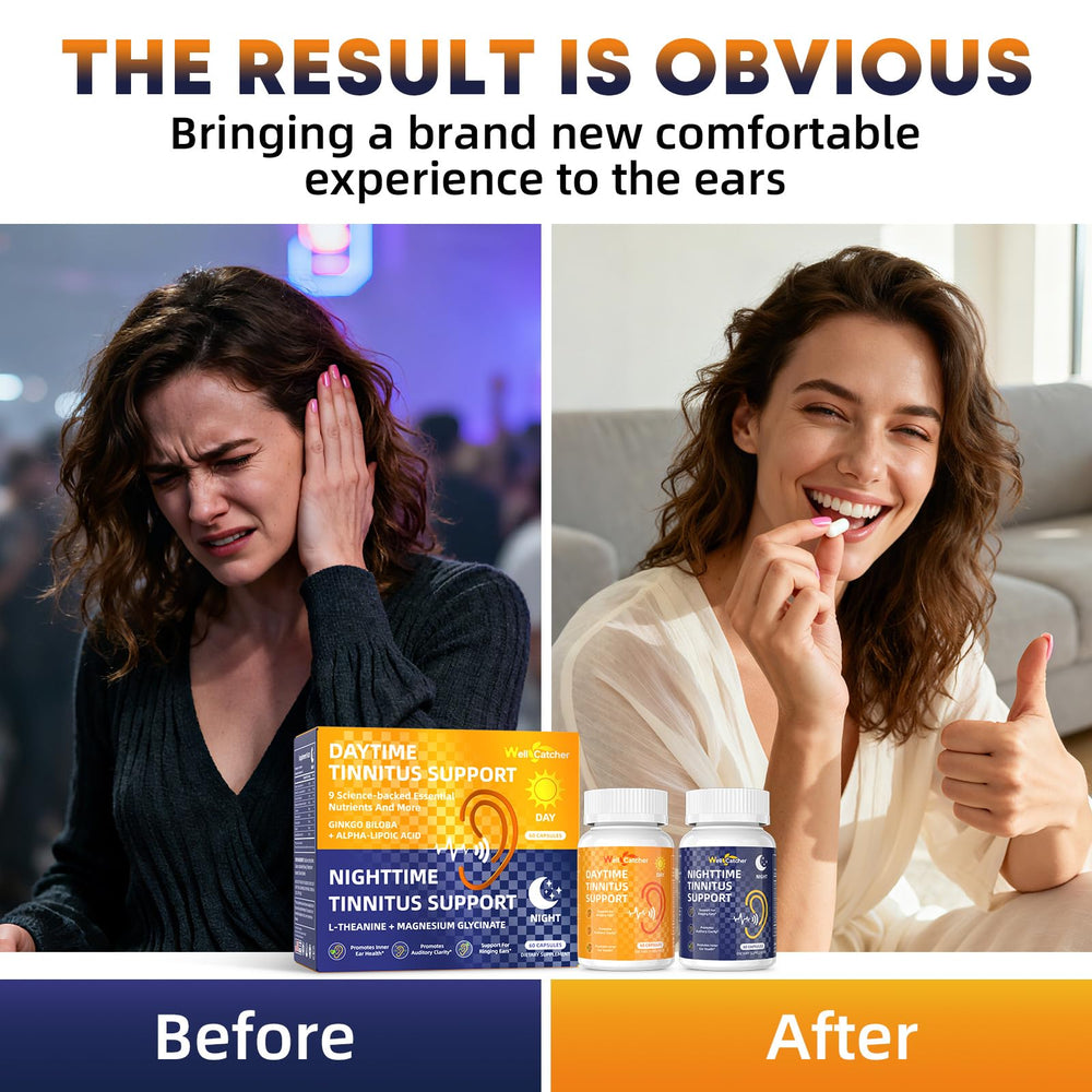 Wellcatcher tinnitus capsules with breakfast to support daytime energy and focus