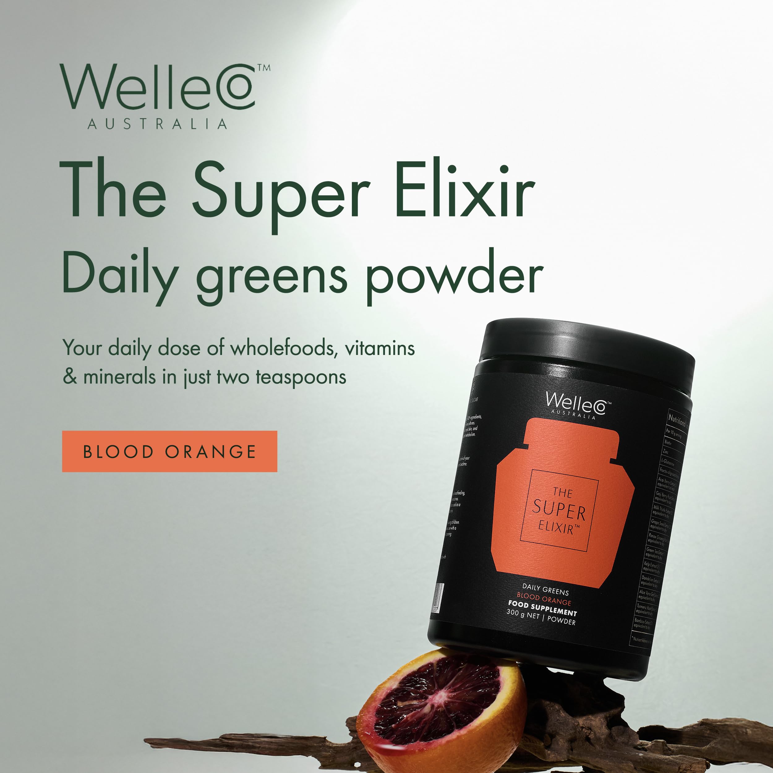 WelleCo Super Elixir scoop measures a precise serving for convenience.