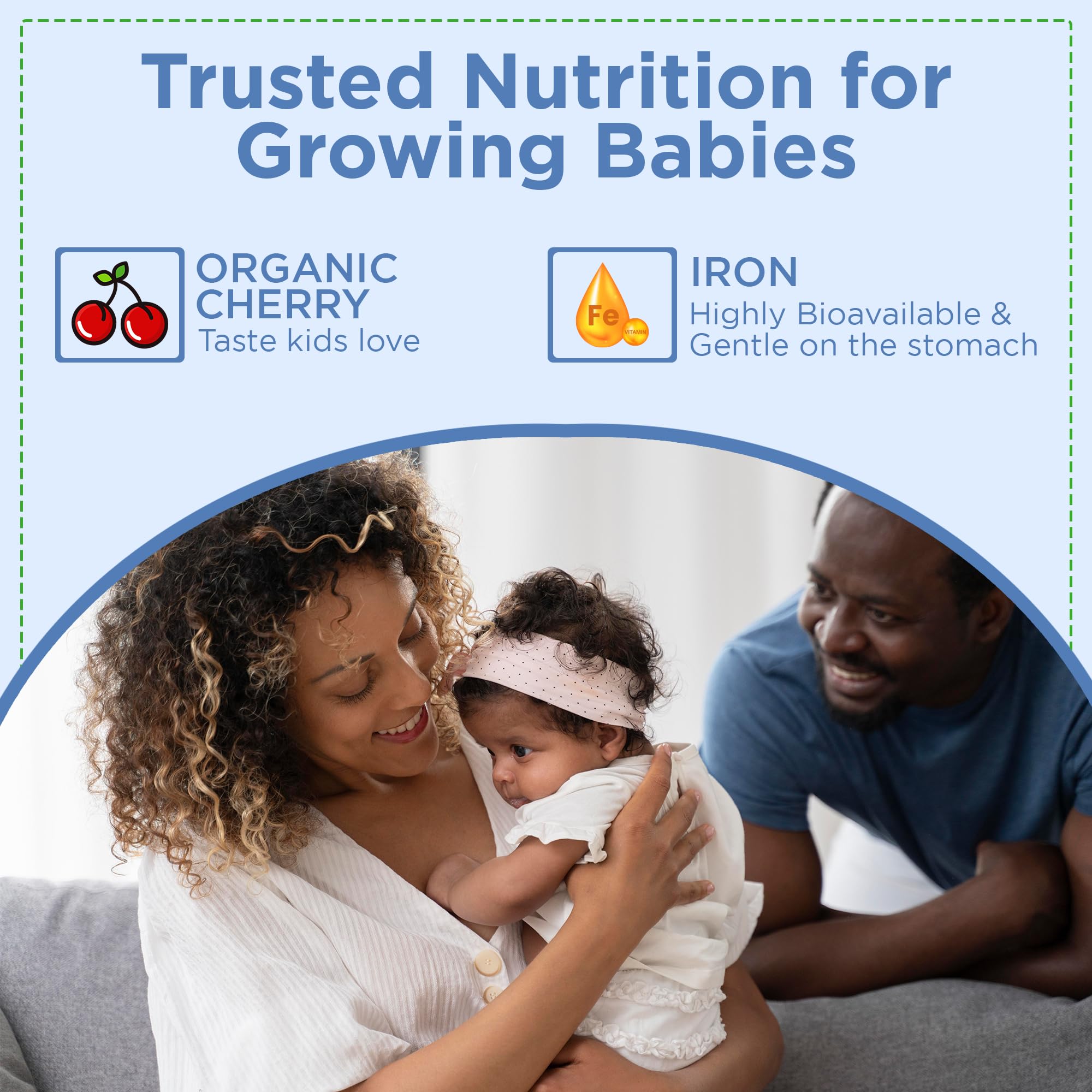 Dropper delivering age-appropriate dosage for infants with Wellements Iron Drops