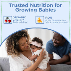 Dropper delivering age-appropriate dosage for infants with Wellements Iron Drops