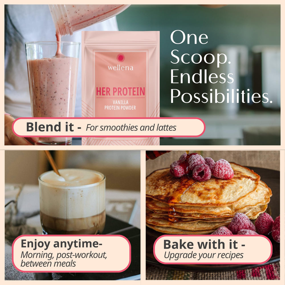 Wellena Her Protein mug with coffee mix for easy morning ritual.