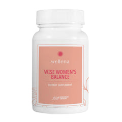 Wellena Wise Women’s Balance bottle pouring capsules, daily support.