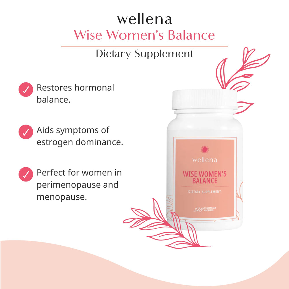 Wellena Wise Women’s Balance label view, 120 capsules for a 60-day supply.