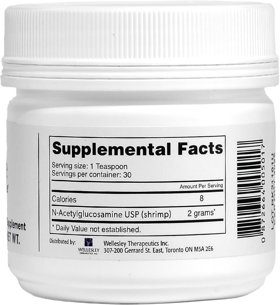 Wellesley Therapeutics Ultimate Glucosamine dairy-free label supports allergen-conscious choices.