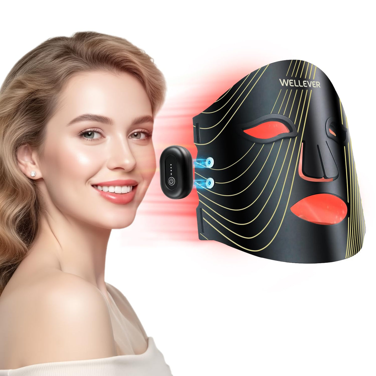 WELLEVER Red Light Mask full-face coverage for easy at-home skincare sessions.