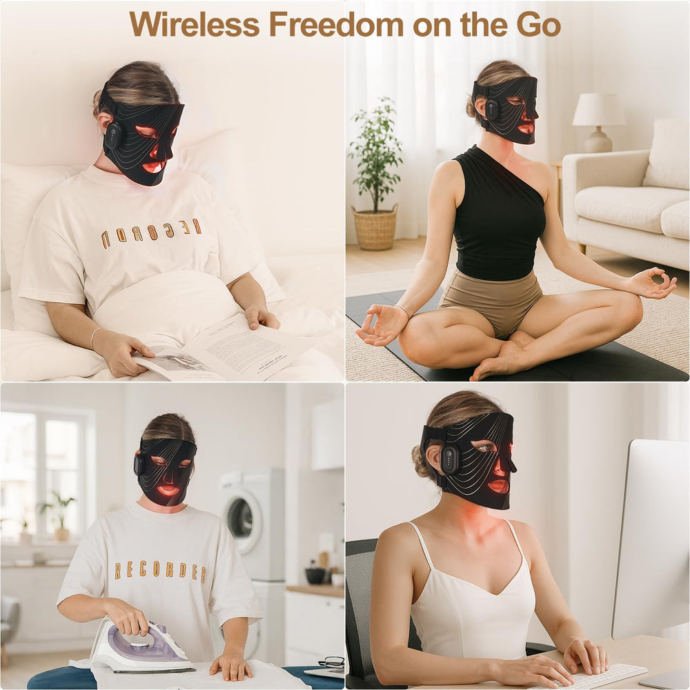 WELLEVER Red Light Mask wireless battery enables cord-free use anywhere.