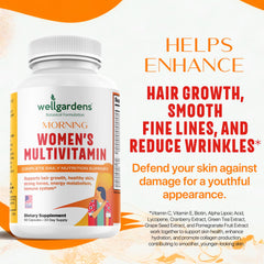 Wellgardens capsules highlight biotin and zinc for stronger, shinier hair.