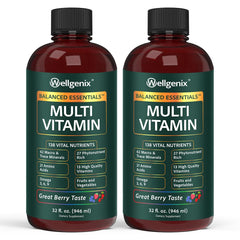 Wellgenix Balanced Essentials Plus bottle pour shows easy serving and daily immune-friendly support
