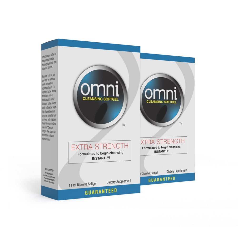 Wellgenix Omni bottle front view with extra-strength herbal cleanse formula.