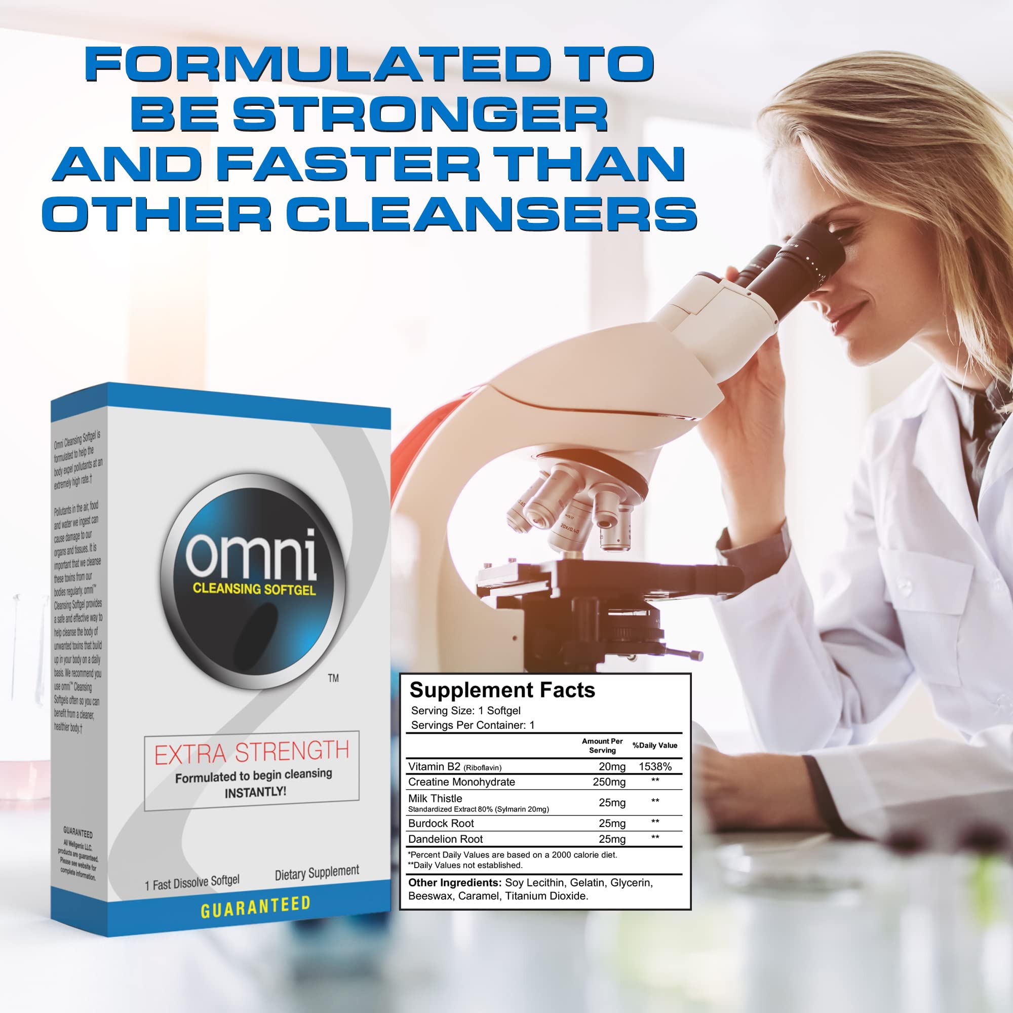 Wellgenix Omni graphic highlights one-hour peak detox timeframe.