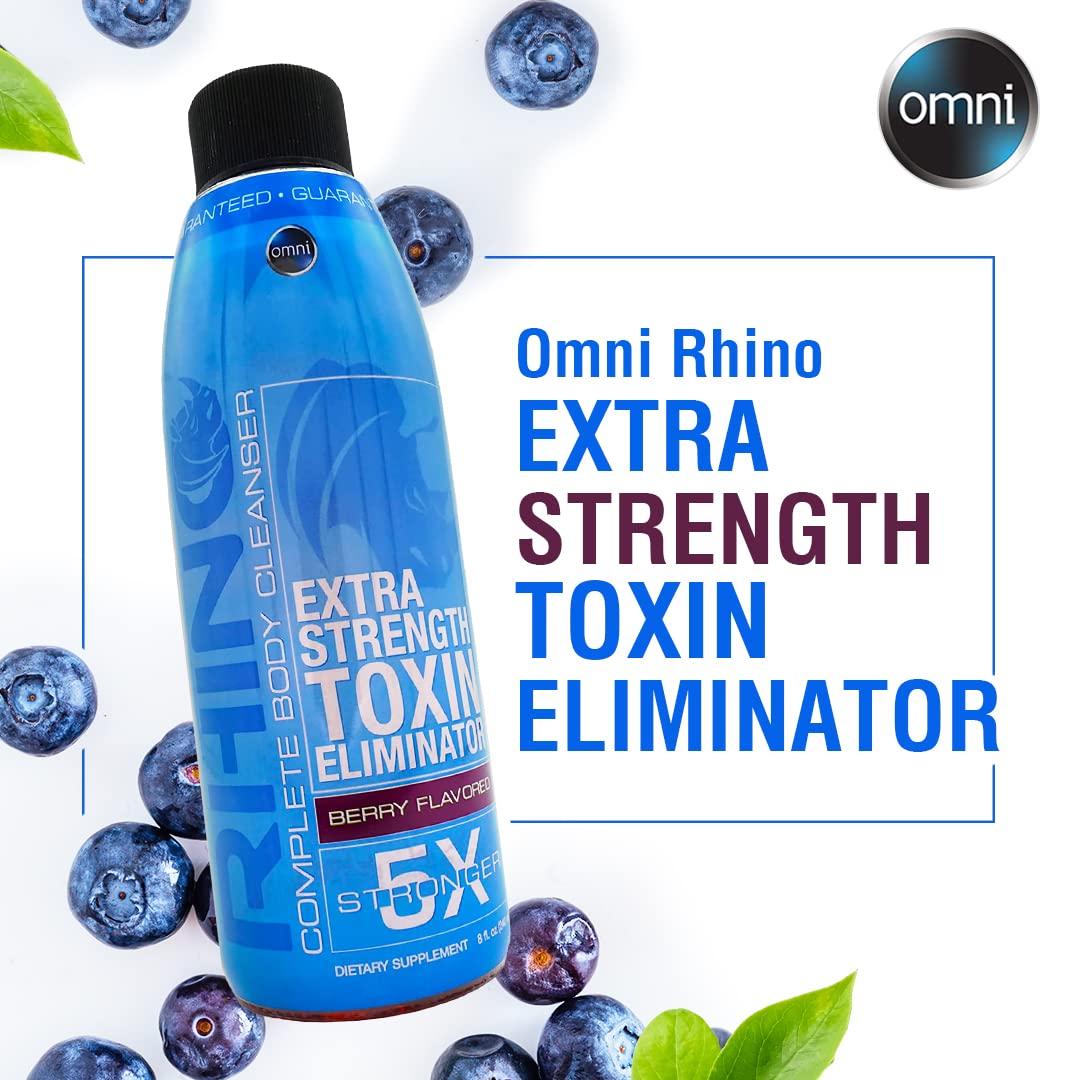 Wellgenix Omni Rhino Detox glass with splash illustrating easy daily use.