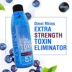 Wellgenix Omni Rhino Detox glass with splash illustrating easy daily use.