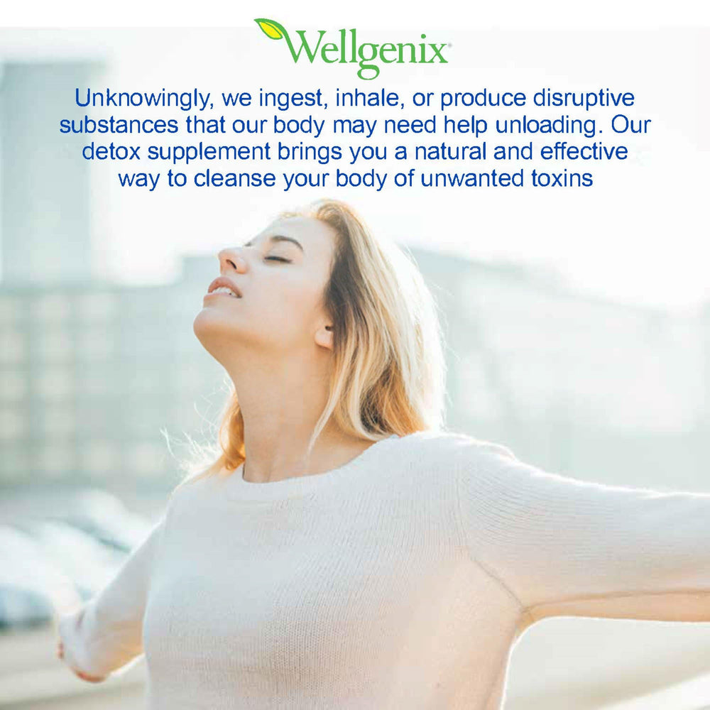 Wellgenix Puriclean bottle back nutrition label highlights vitamins and minerals