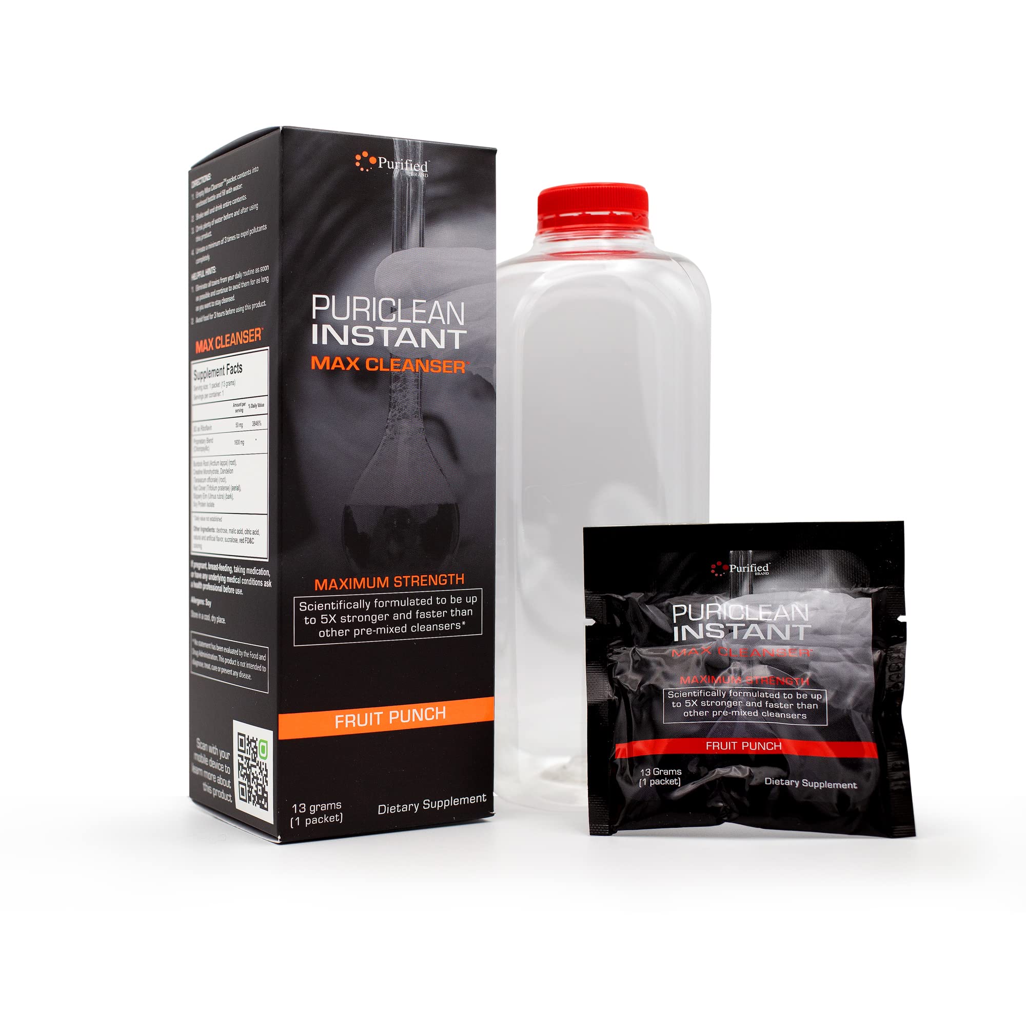 Wellgenix Puriclean Instant Max detox powder pack shown for a quick cleanse.