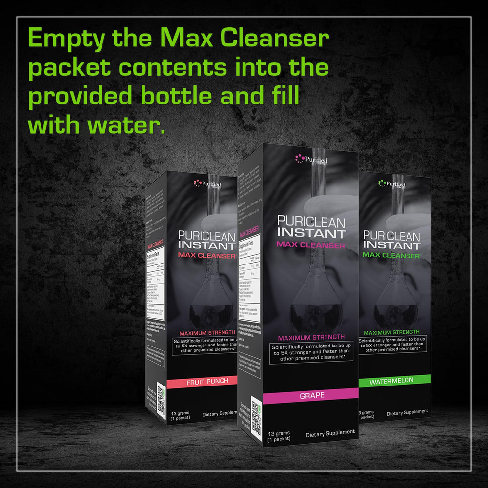 Illustration of a cleanse routine featuring Wellgenix Puriclean Instant Max.