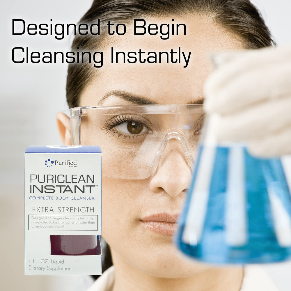 Wellgenix Puriclean liquid being poured into a glass for on-the-go use