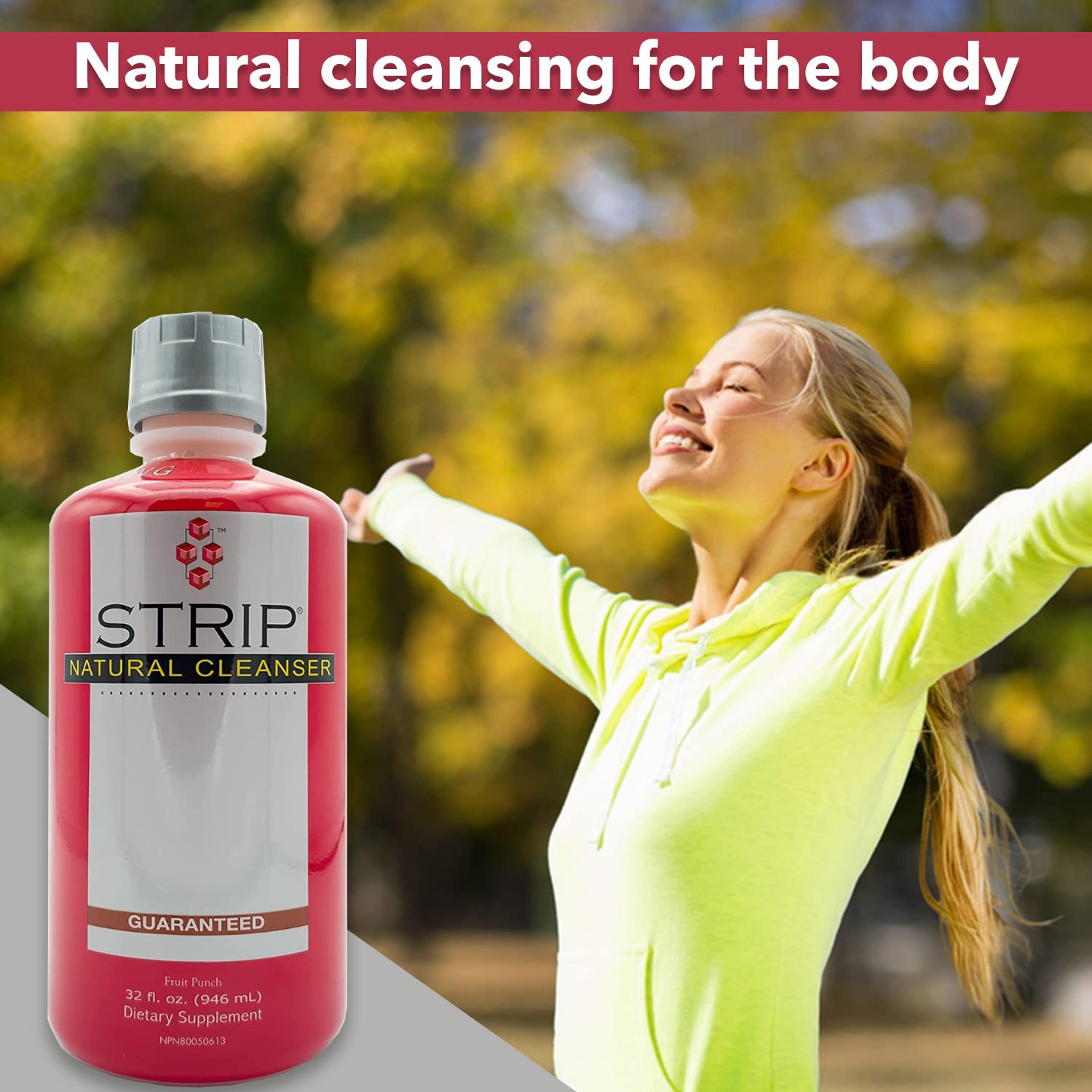 Back view of Wellgenix Strip NC bottle highlighting packaging and ingredients for a thorough cleanse