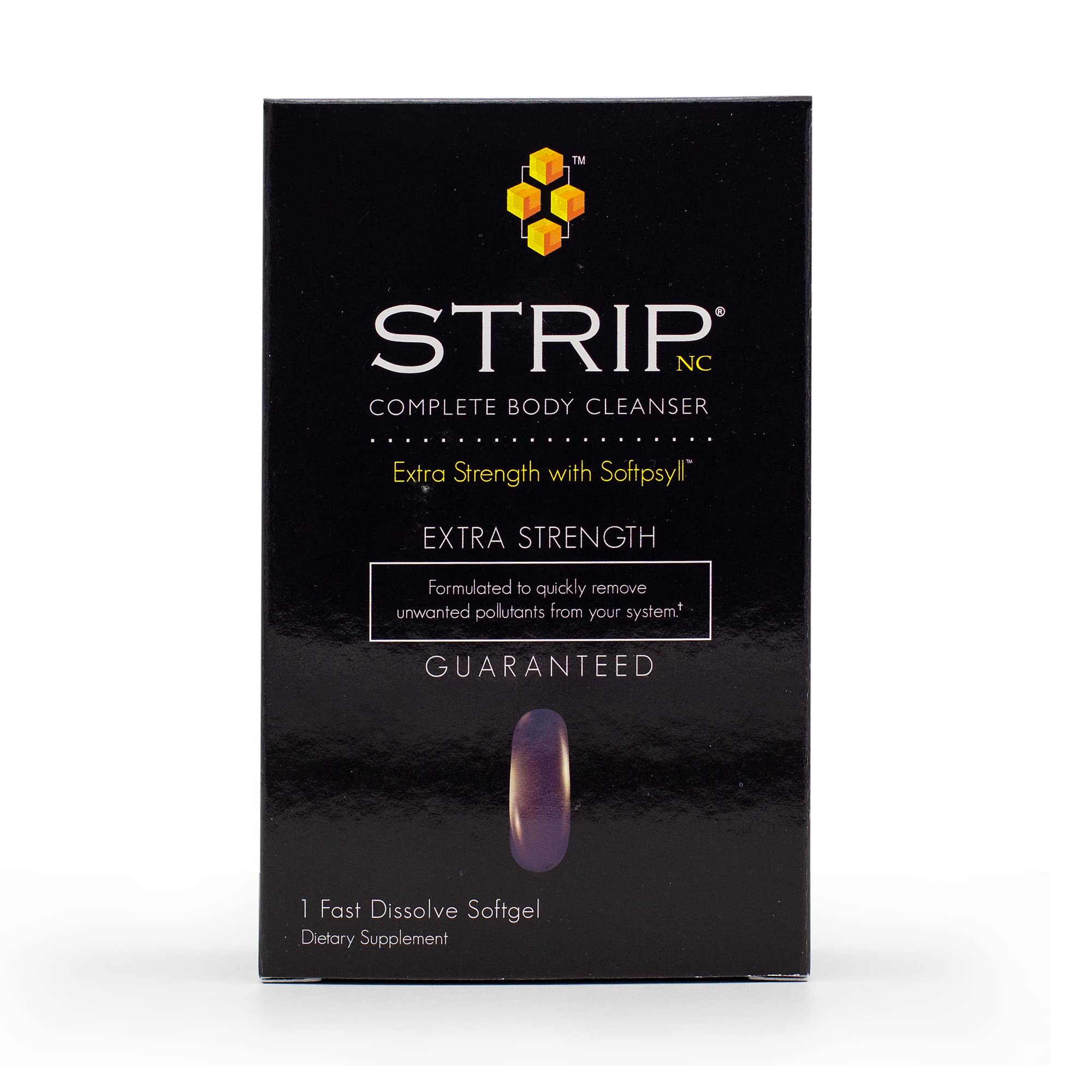 Wellgenix Strip NC Softgel bottle closeup showing premium detox capsules for a cleanse.