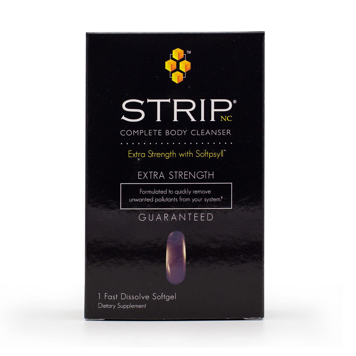 Wellgenix Strip NC Softgel bottle closeup showing premium detox capsules for a cleanse.