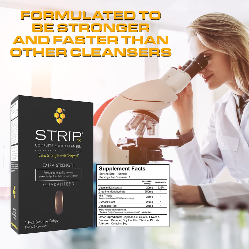 Wellgenix Strip NC Softgel capsules pour shot suggesting quick intake.