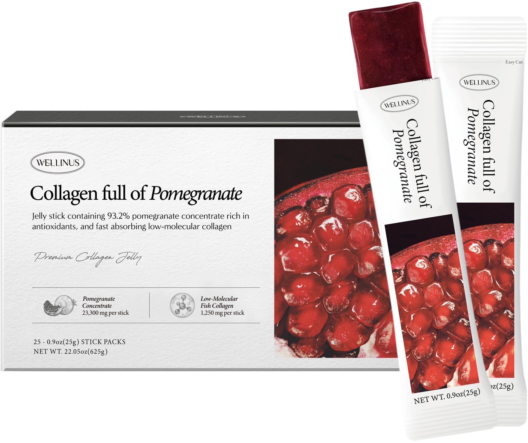 WELLINUS jelly sticks in pomegranate flavor for a quick skin-supporting snack on the go.